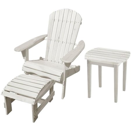 W UNLIMITED Adirondack Chair Bristro Set with Ottoman, White SW1912WT-CHOTET